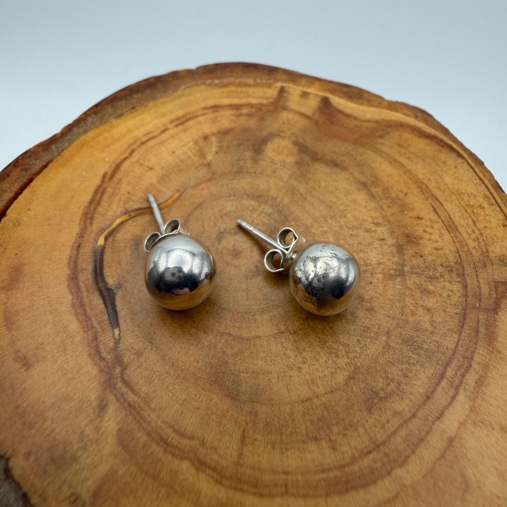 Vintage Sterling Silver Stud Earrings - 7mm - 1.4g